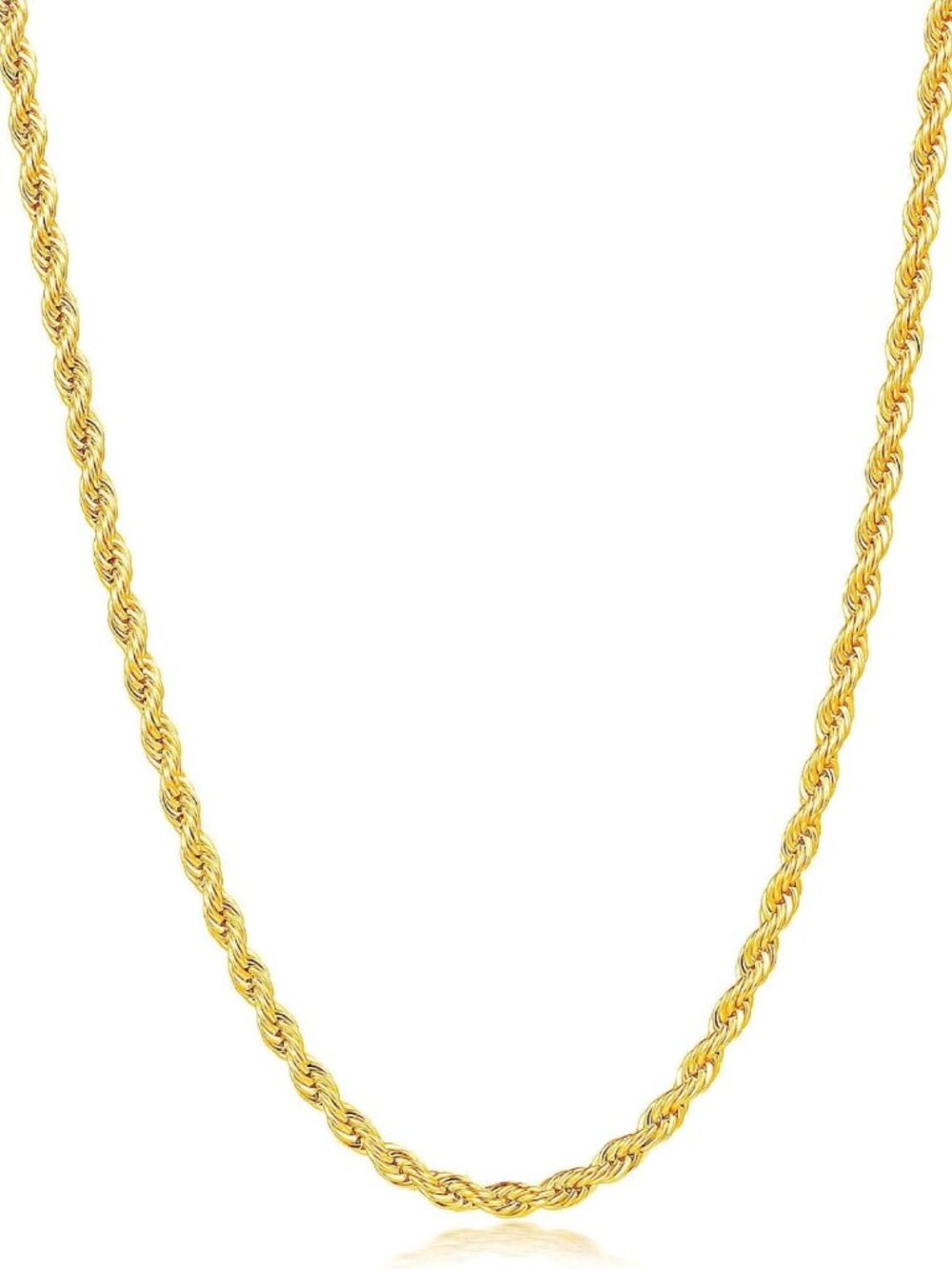 Men's 18K Gold Plated Rope Chain Necklace - Stylish, Durable, Fashion Accessory